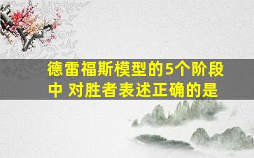 德雷福斯模型的5个阶段中 对胜者表述正确的是